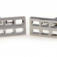 James Adelin Silver Hollow Rectangle Cuff Links