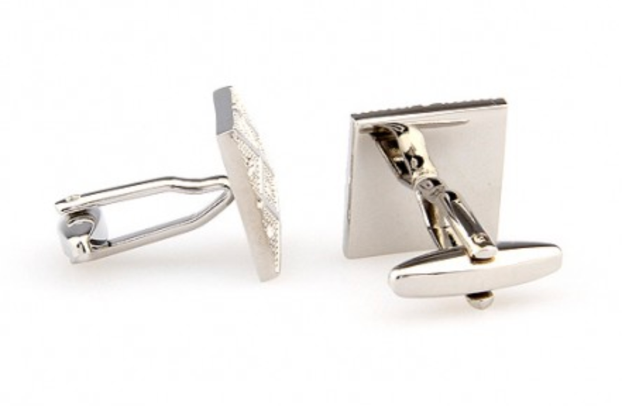 James Adelin Silver Crystal Square Grid Cuff Links