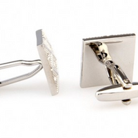 James Adelin Silver Crystal Square Grid Cuff Links