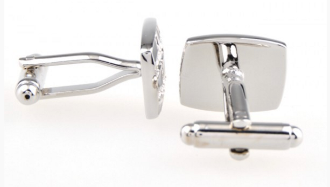 James Adelin Silver and Black Crystal Rectangle Cuff Links