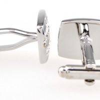 James Adelin Silver and Black Crystal Rectangle Cuff Links