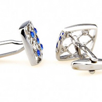 James Adelin Silver and Blue Crystal Hollow Square Cuff Links