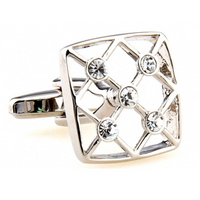 James Adelin Silver Crystal Hollow Cuff Links