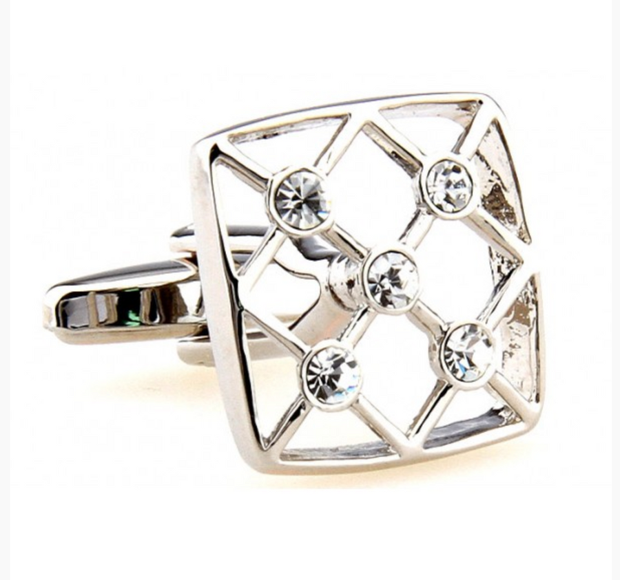 James Adelin Silver Crystal Hollow Cuff Links