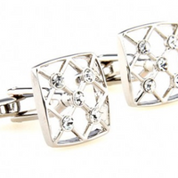 James Adelin Silver Crystal Hollow Cuff Links