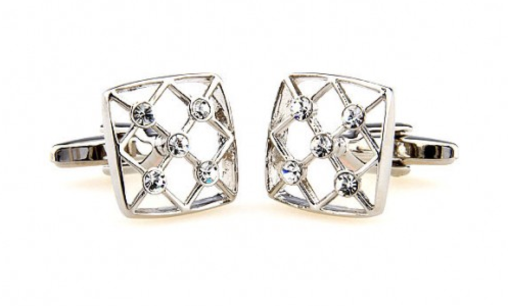 James Adelin Silver Crystal Hollow Cuff Links