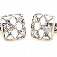 James Adelin Silver Crystal Hollow Cuff Links