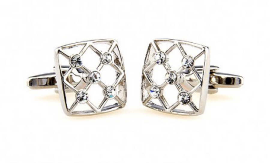 James Adelin Silver Crystal Hollow Cuff Links