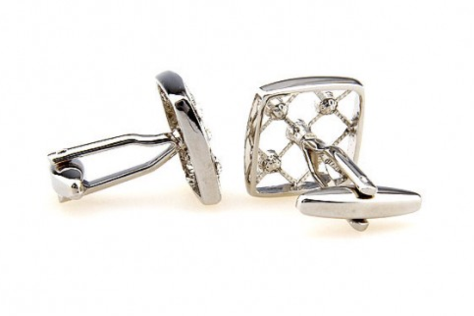 James Adelin Silver Crystal Hollow Cuff Links