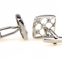 James Adelin Silver Crystal Hollow Cuff Links