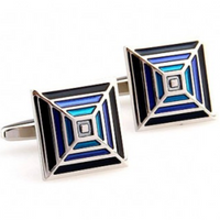 James Adelin Silver, Black and Blue Pyramid Cuff Links