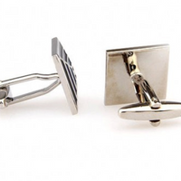 James Adelin Silver, Black and Blue Pyramid Cuff Links