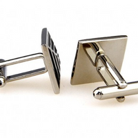 James Adelin Silver Black and Grey Pyramid Cuff Links