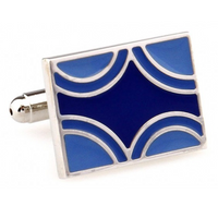 James Adelin Silver and Blue Rectangle Cuff Links