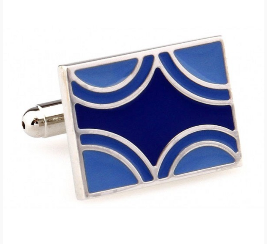 James Adelin Silver and Blue Rectangle Cuff Links