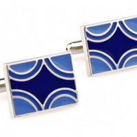 James Adelin Silver and Blue Rectangle Cuff Links