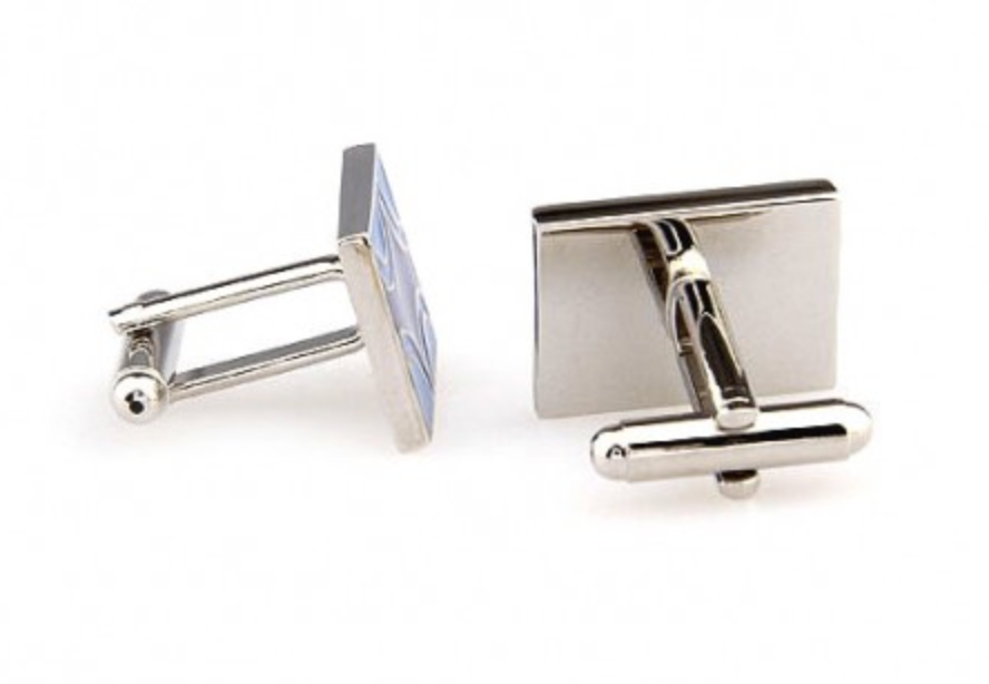 James Adelin Silver and Blue Rectangle Cuff Links