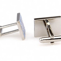 James Adelin Silver and Blue Rectangle Cuff Links