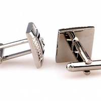 James Adelin Silver and Black Crystal Square Cuff Links