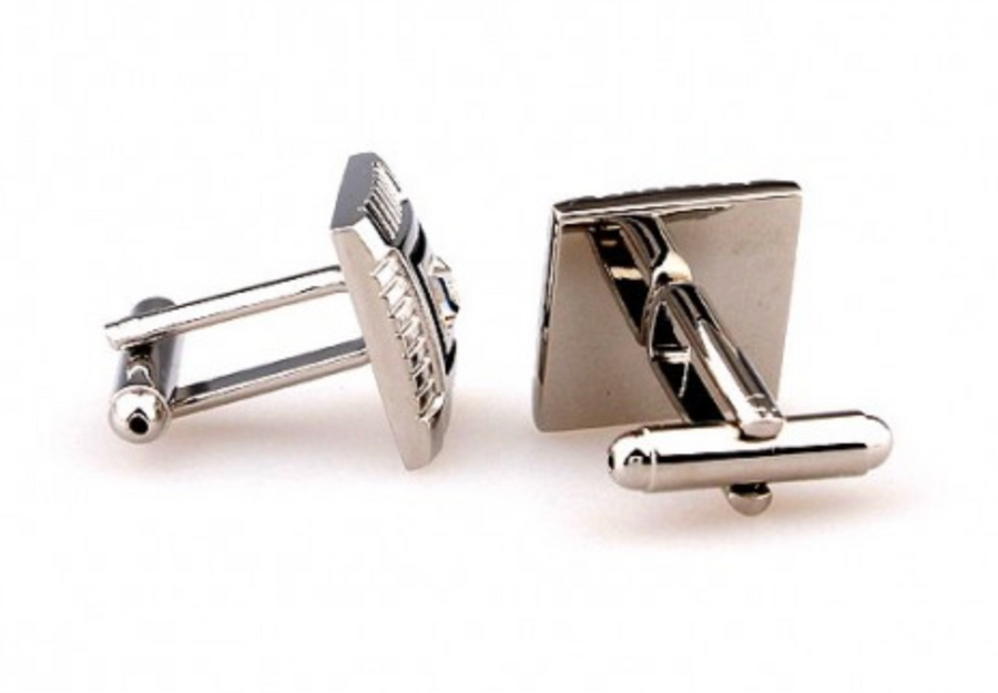 James Adelin Silver and Black Crystal Square Cuff Links