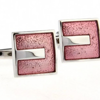 James Adelin Silver Coral Square Enamel Cuff Links