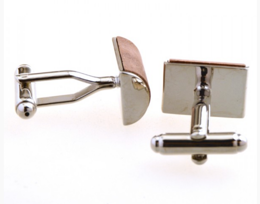 James Adelin Silver and Brown Curved Cuff Links