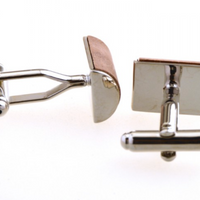 James Adelin Silver and Brown Curved Cuff Links