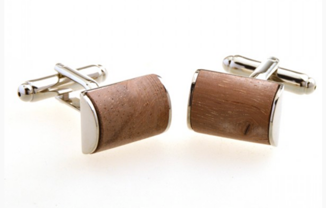 James Adelin Silver and Brown Curved Cuff Links