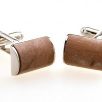 James Adelin Silver and Brown Curved Cuff Links