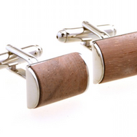 James Adelin Silver and Brown Curved Cuff Links