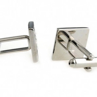 James Adelin Silver and Black Crystal Gridded Cuff Links