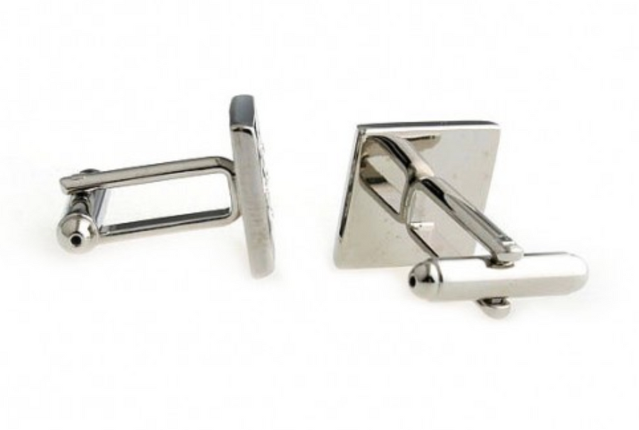 James Adelin Silver and Black Crystal Gridded Cuff Links