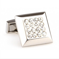 James Adelin Silver Crystal Square Cuff Links