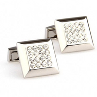 James Adelin Silver Crystal Square Cuff Links