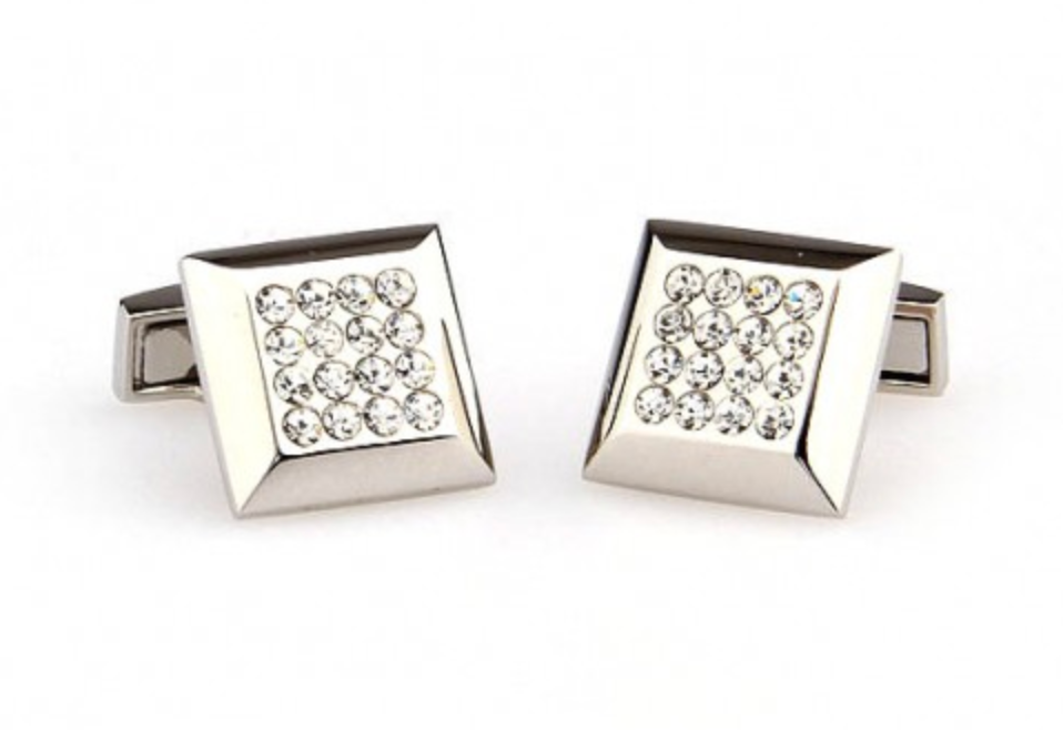 James Adelin Silver Crystal Square Cuff Links