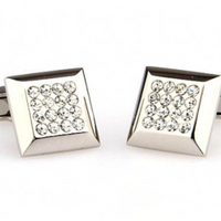 James Adelin Silver Crystal Square Cuff Links