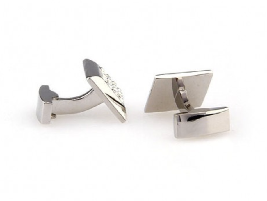 James Adelin Silver Crystal Square Cuff Links