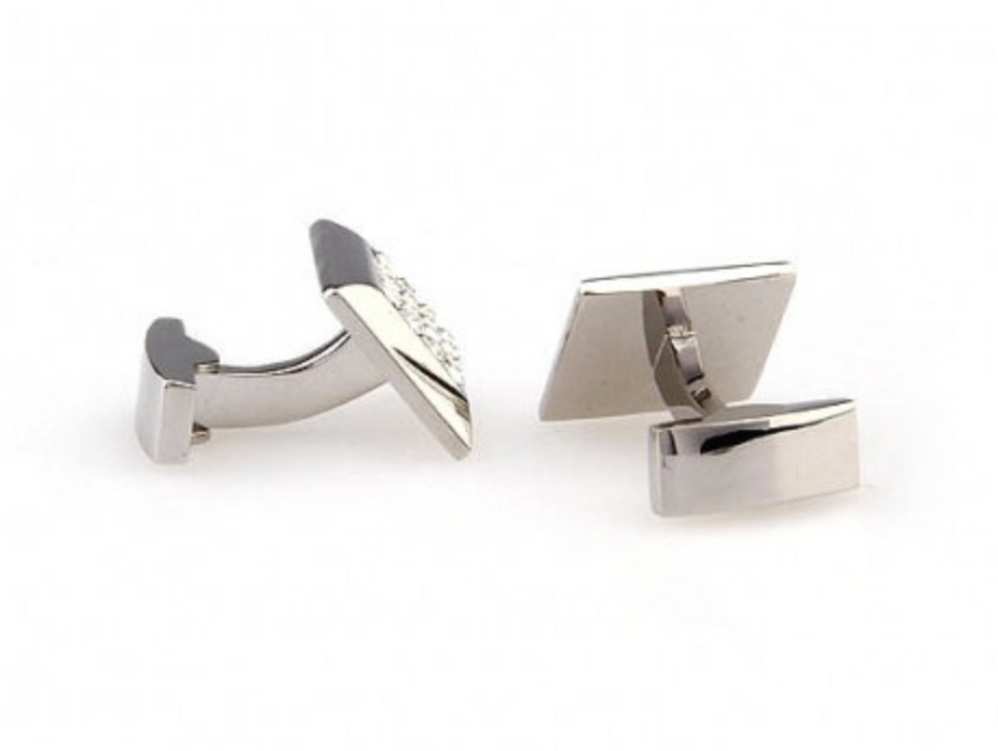 James Adelin Silver Crystal Square Cuff Links