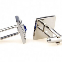 James Adelin Silver, Black and Blue Crystal Square Cuff Links