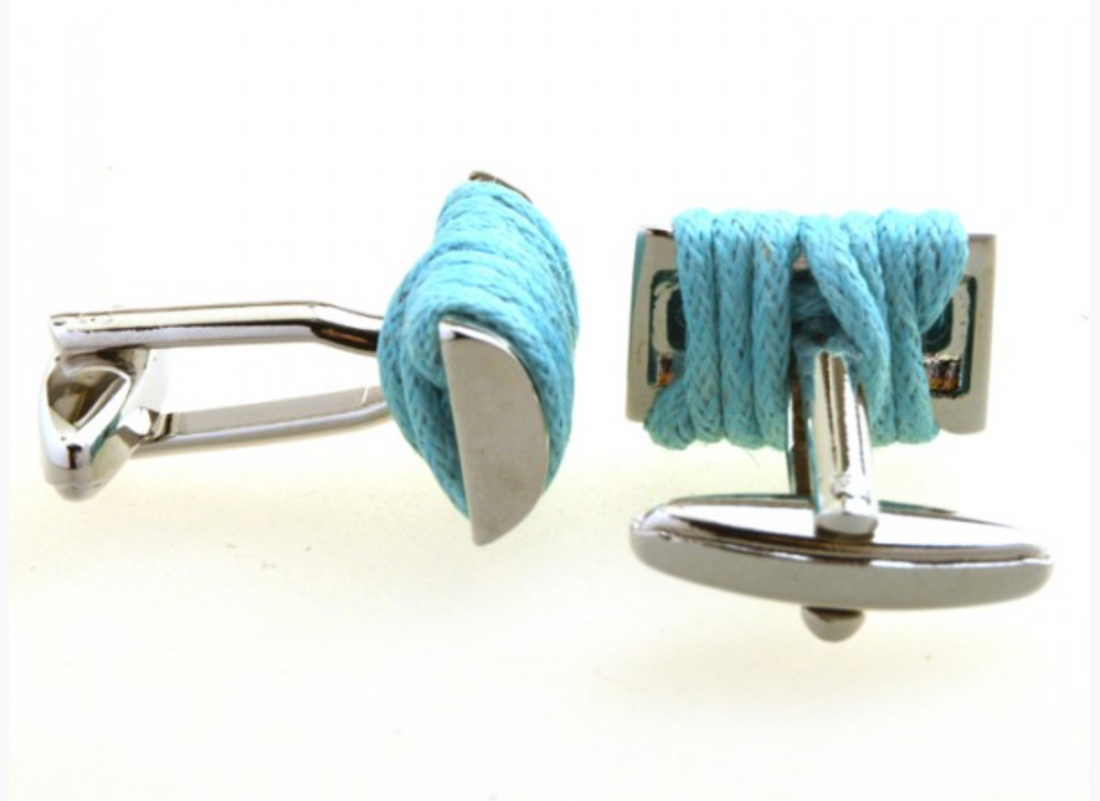 James Adelin Silver Turquoise Knot Cuff Links