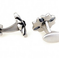 James Adelin Silver Black Vintage Crystal Flower Cuff Links