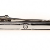 James Adelin crystal silver mens tie clip showing the propeller design