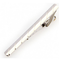 James Adelin Silver Striped Mens Tie Clip