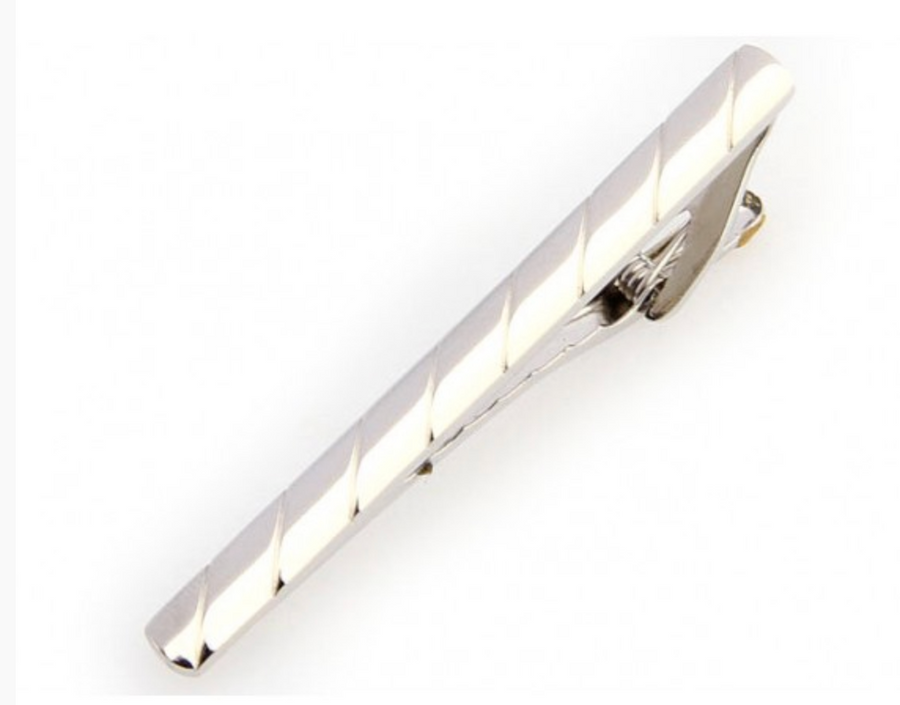 James Adelin Silver Striped Mens Tie Clip