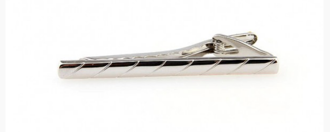 James Adelin Silver Striped Mens Tie Clip 