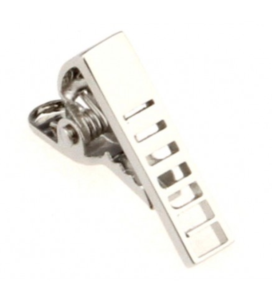 james adelin mens silver tie clip with ladder cut out design