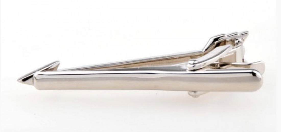 silver chrome finish mens tie clip