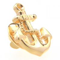 James Adelin Mens Lapel Pin Brushed Gold Anchor