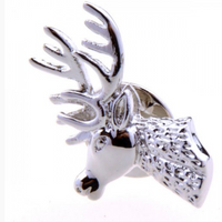 James Adelin Mens Lapel Pin Silver Deer