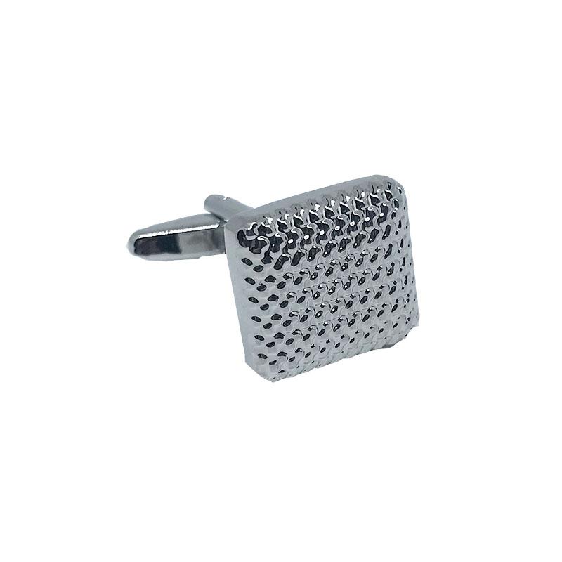 James Adelin Silver Square Shiny Gridded Cuff Links